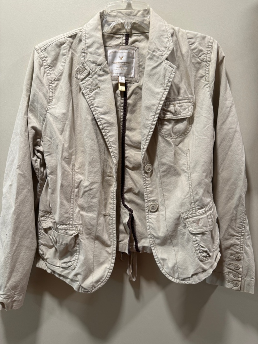 American Eagle Outfitters Light Beige Casual Blazer Jacket